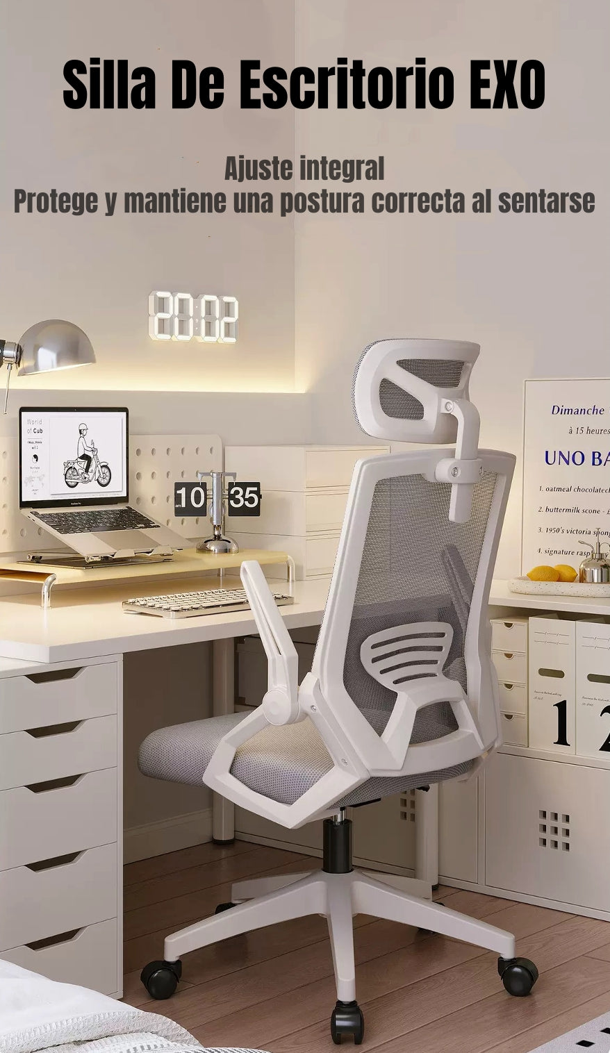 Silla Escritorio Oficina Reposacabezas Reclinable Exo Negra