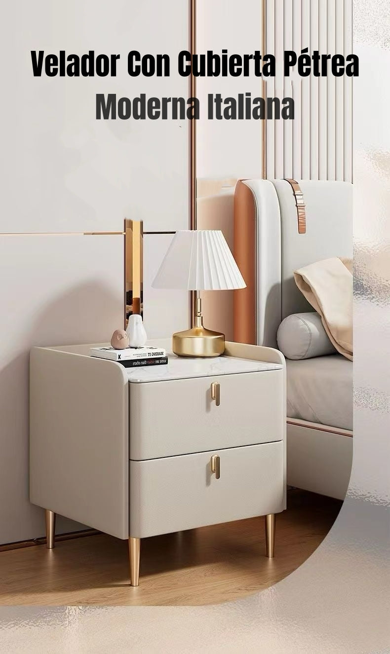 Velador Con Cubierta Pétrea Cuero Sintético Model 3