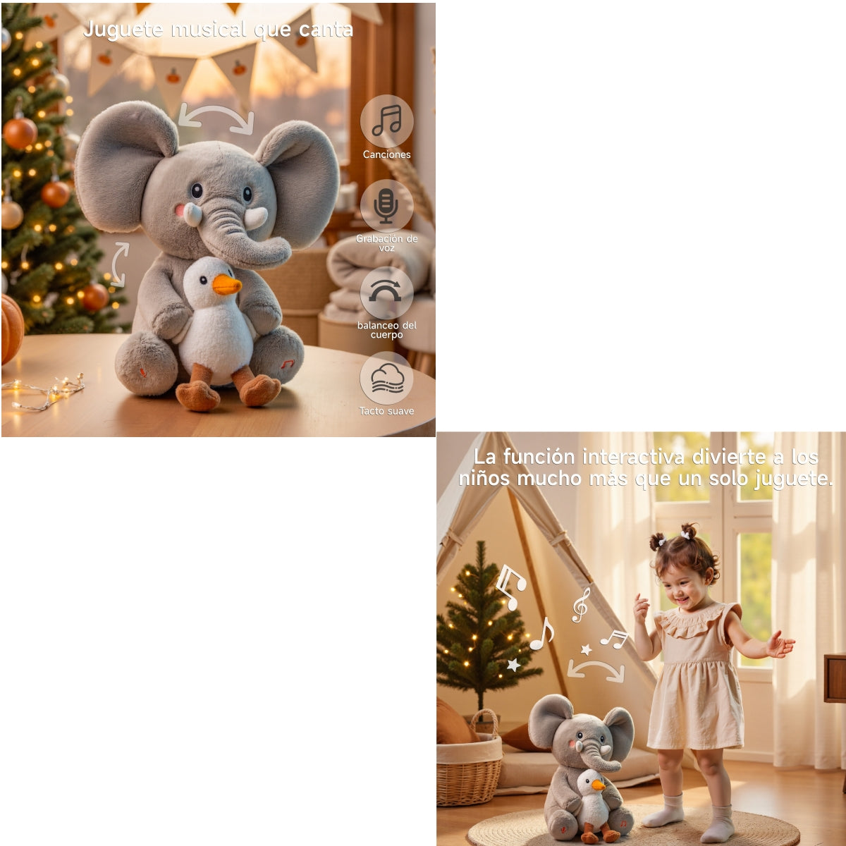 Peluche Elefante Interactivo Graba Canta y se Balancea TM389