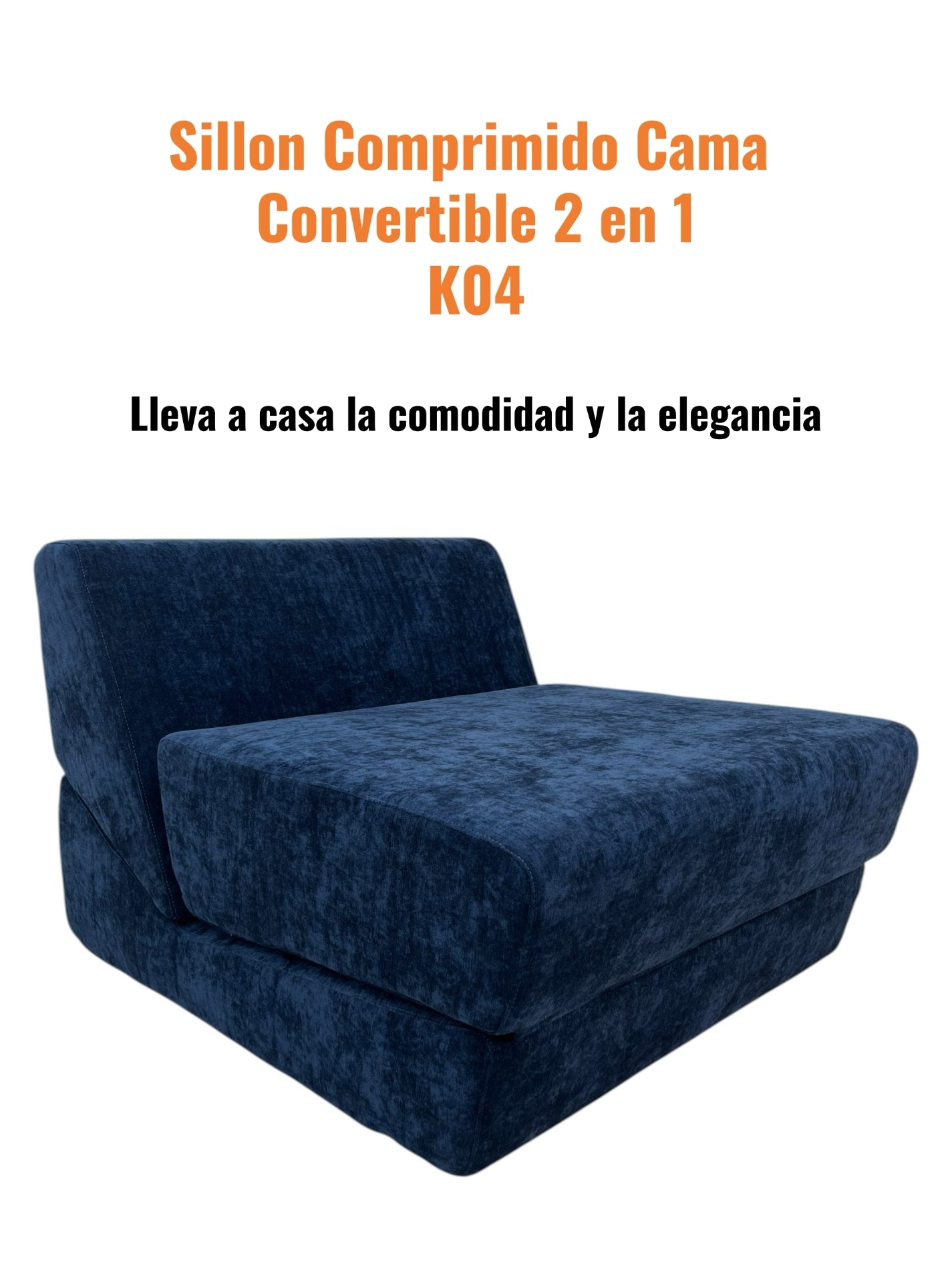 Sillon Sofa Cama Comprimido Convertible 3 en 1 K04 Azul