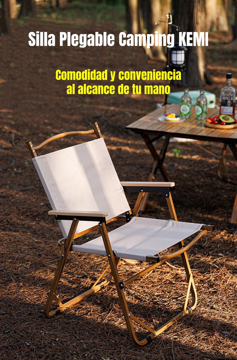Silla Plegable Camping Con Bolsillo Playa Picnic Beige Kemi