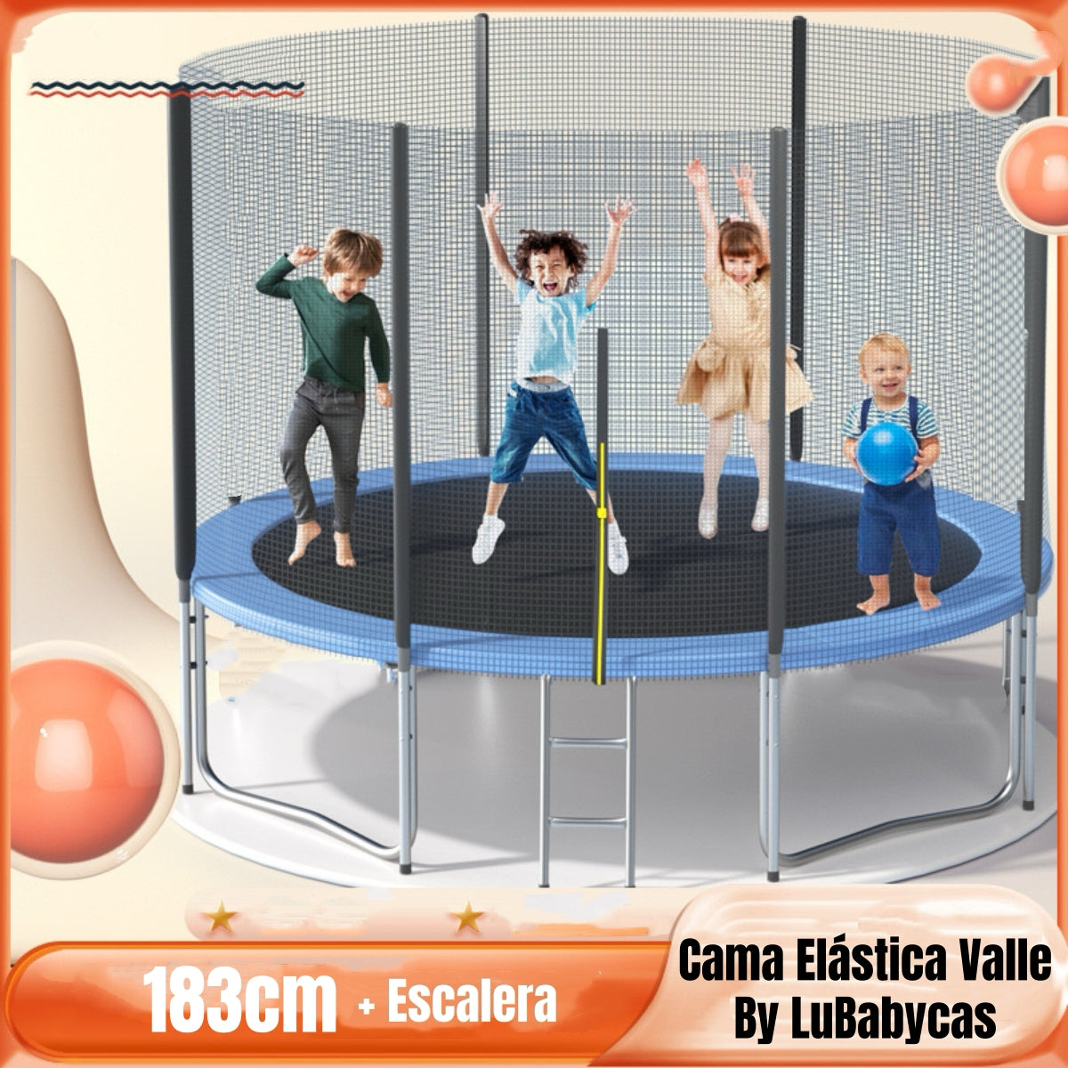 Cama Elástica Trampoline LuBabycas 183cm Escalera Valle