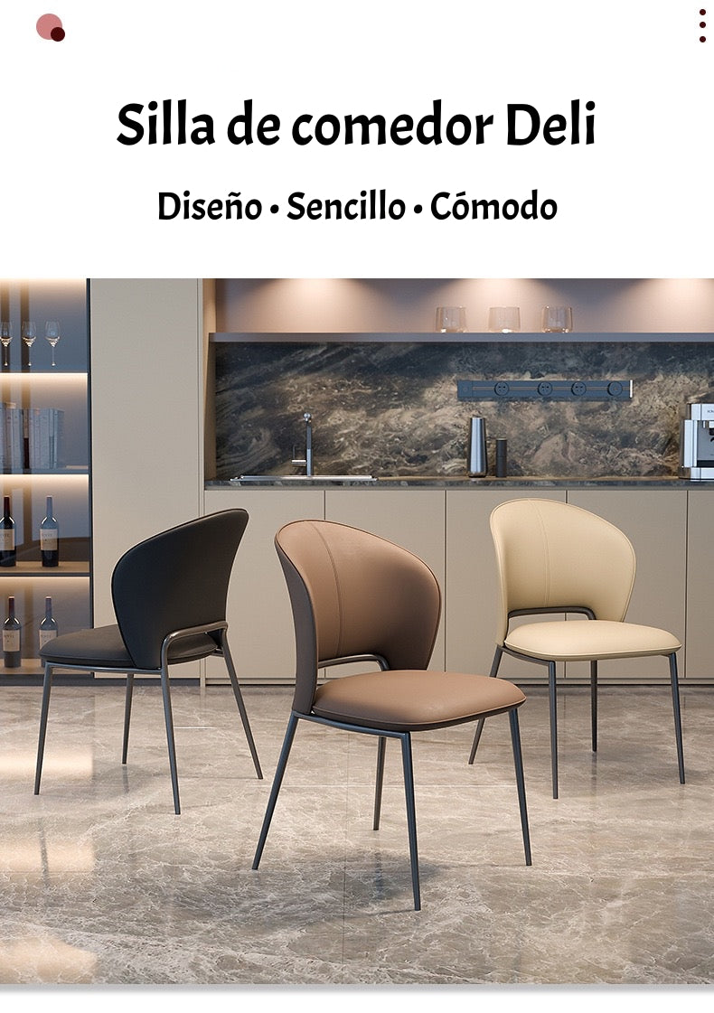 Pack 4 Sillas De Comedor Premium Ecocuero Deli