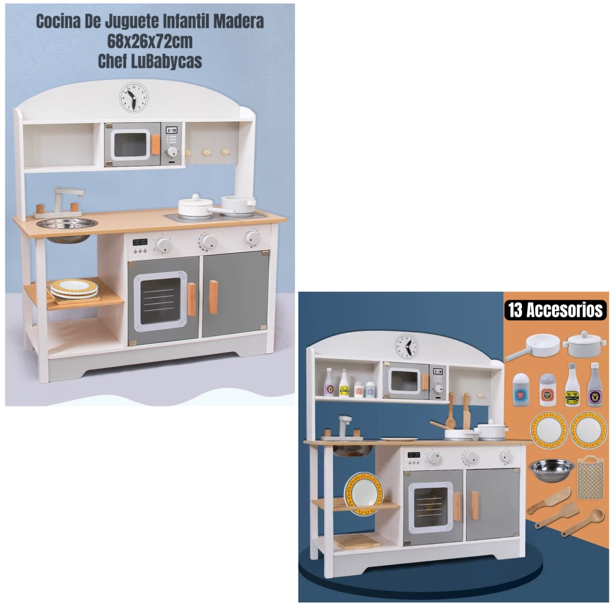 Cocina De Juguete Infantil Niños Madera Chef LuBabycas