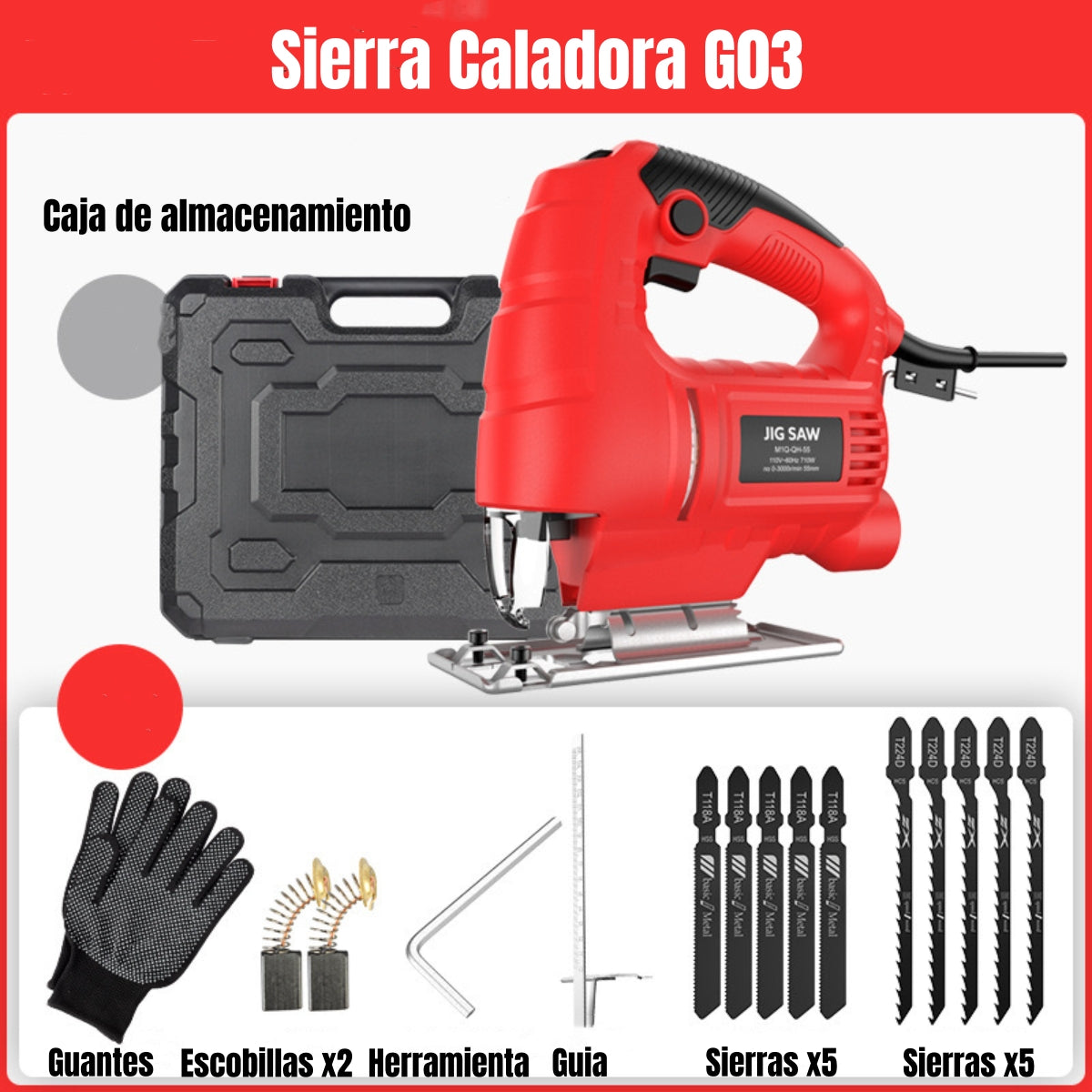 Sierra Caladora 710w 3000rpm 10 Hojas Sierra G03