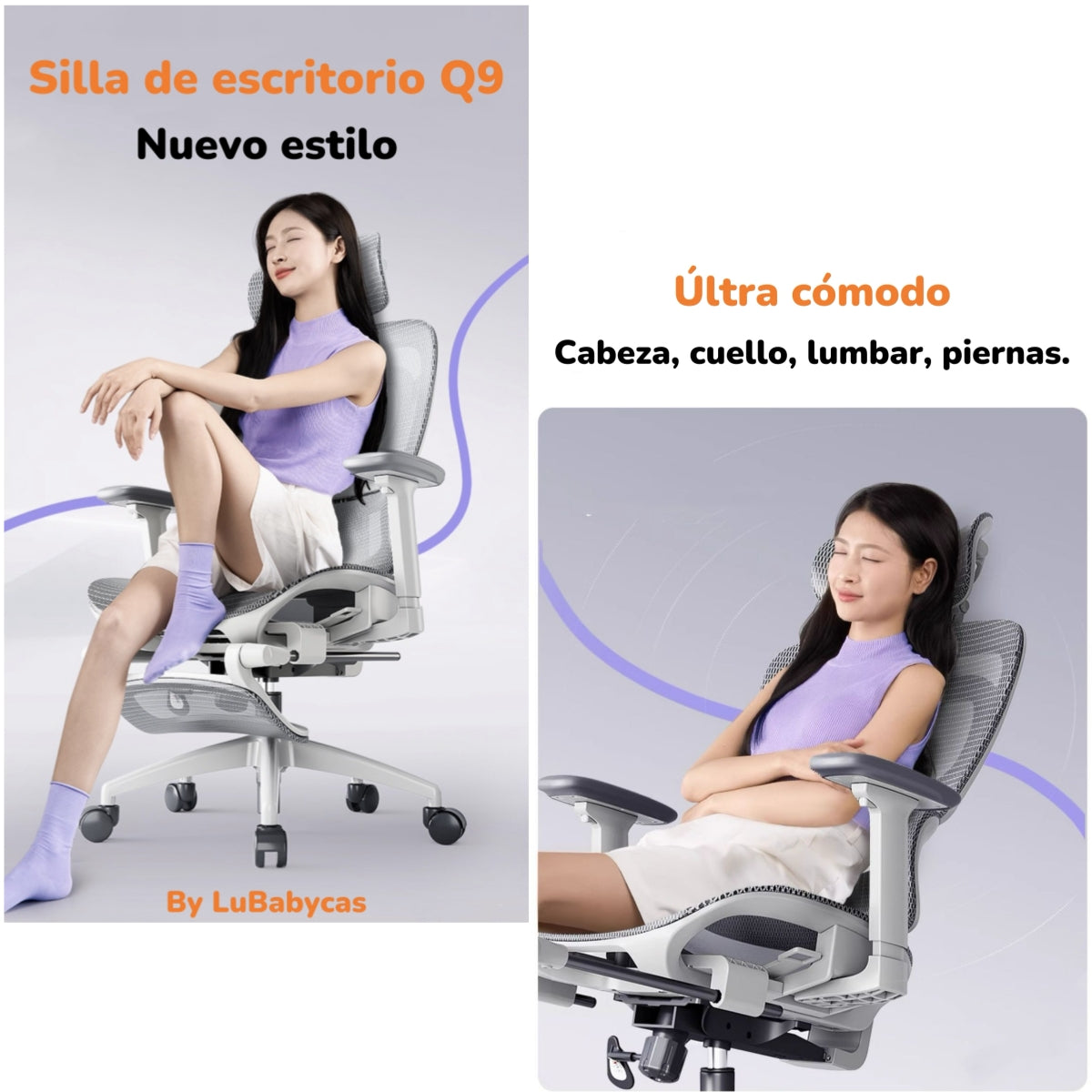 Silla De Escritorio Reclinable Reposapies Q9 By LuBabycas