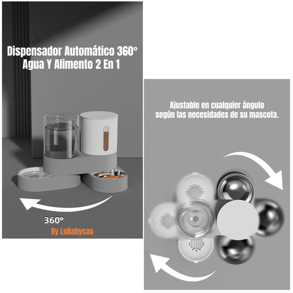 Dispensador 360 Automático Agua Y Alimento 2 En 1 LuBabycas