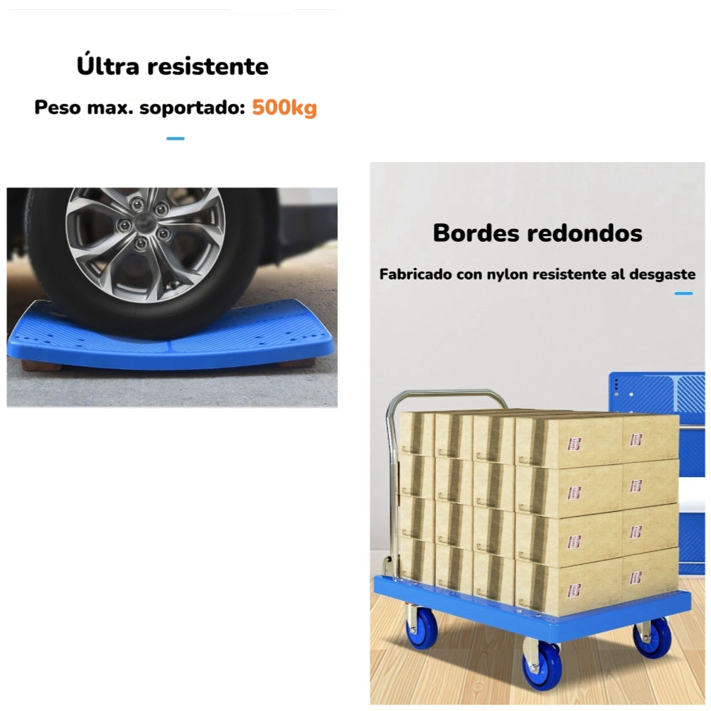 Carro De Carga Plegable Plataforma 500KG 90x60cm LuBabycas
