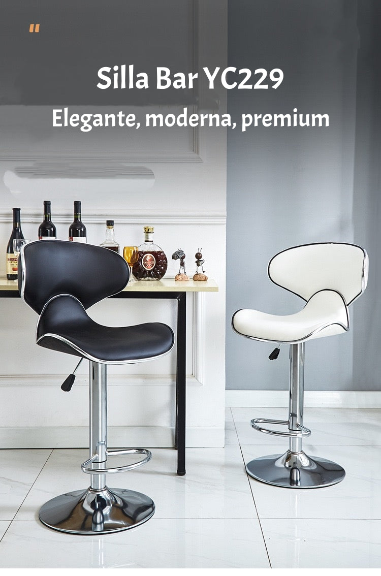 Pack 2 Sillas Piso Bar Premium Negras Altura Regulable YC229
