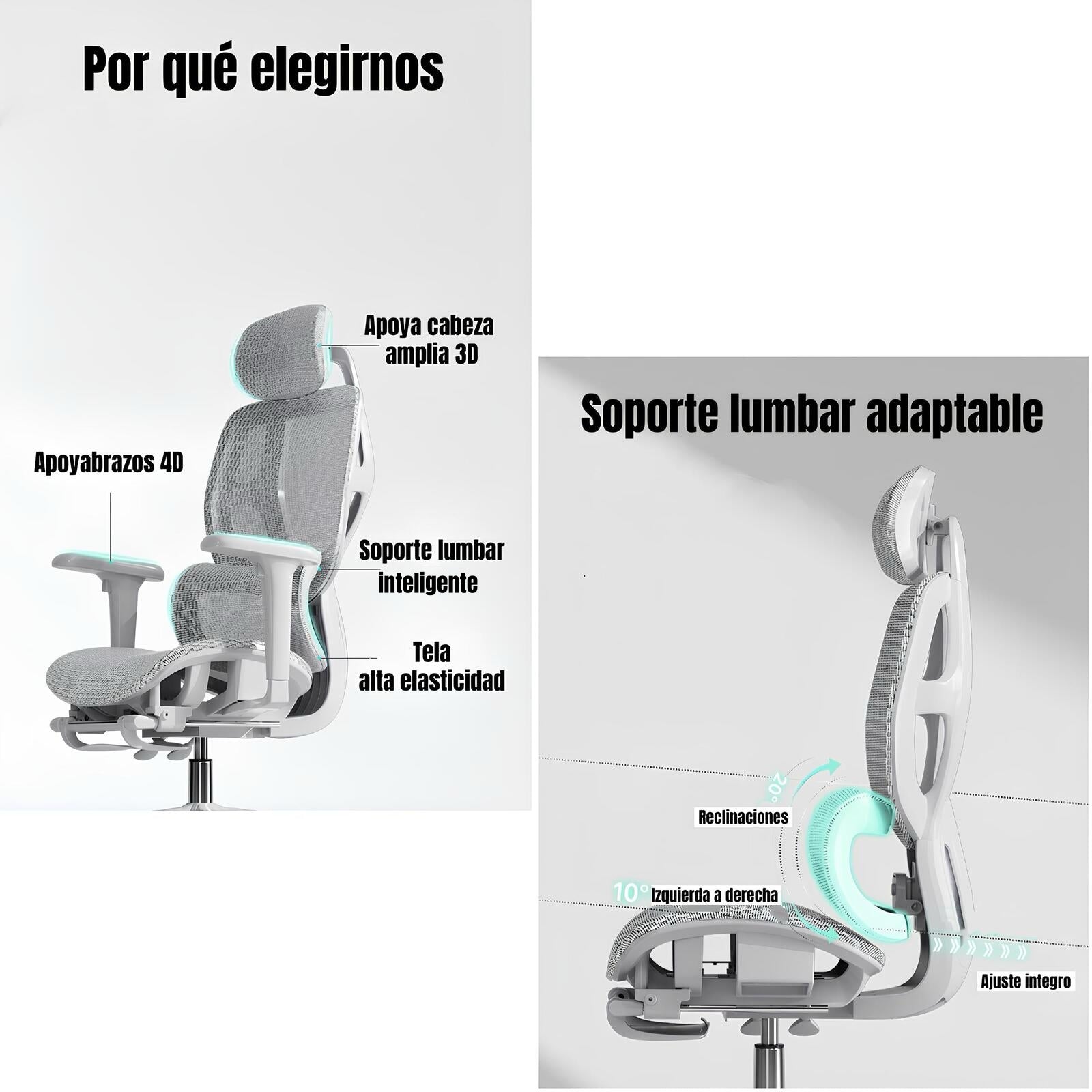 Silla De Escritorio Reclinable Premium E13 Gris LuBabycas