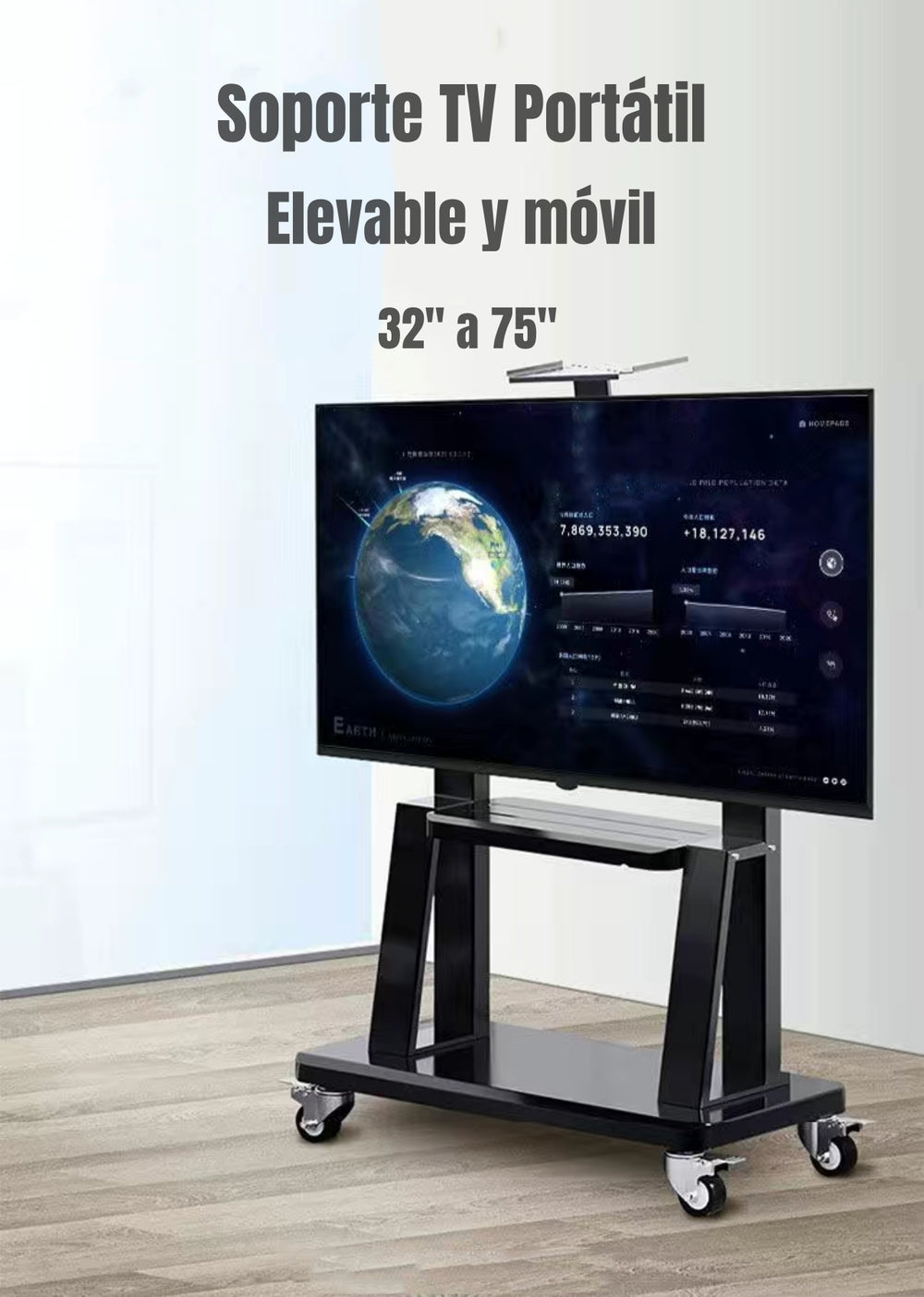 Soporte TV Rack Pedestal 32”-75” Con Ruedas Portatil