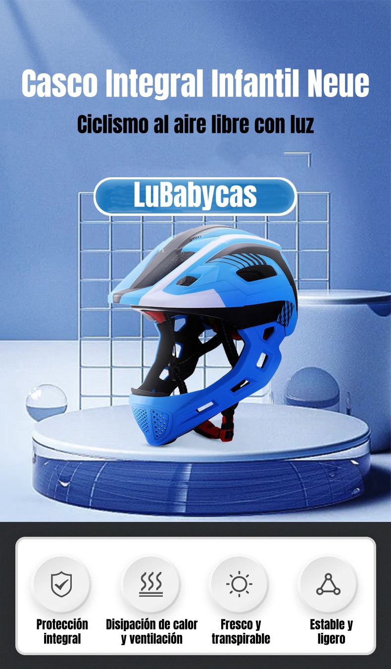 Casco Integral Infantil Bici 2 En 1 Con Luz Neue LuBabycas