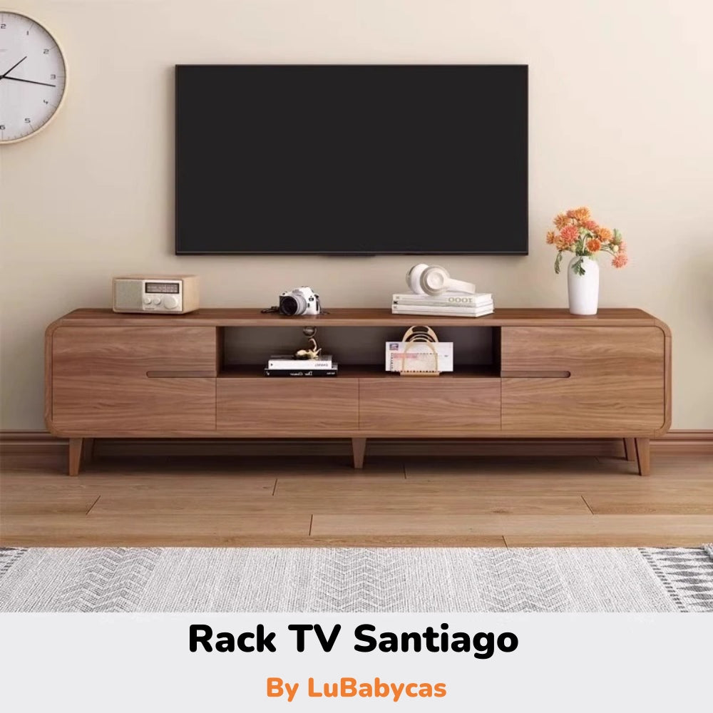 Mueble De TV Rack Madera 200cm Santiago By LuBabycas