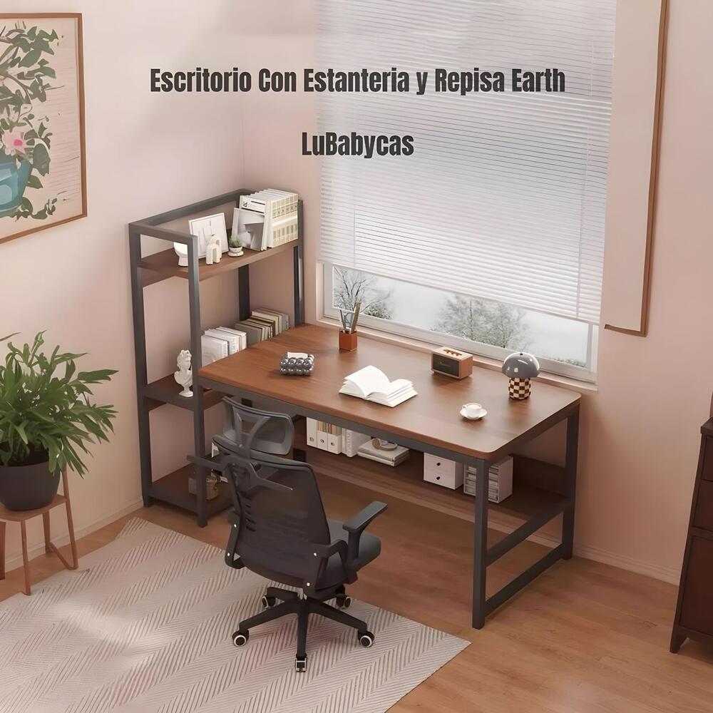 Escritorio 123cm Con Estanteria Y Repisa Earth LuBabycas