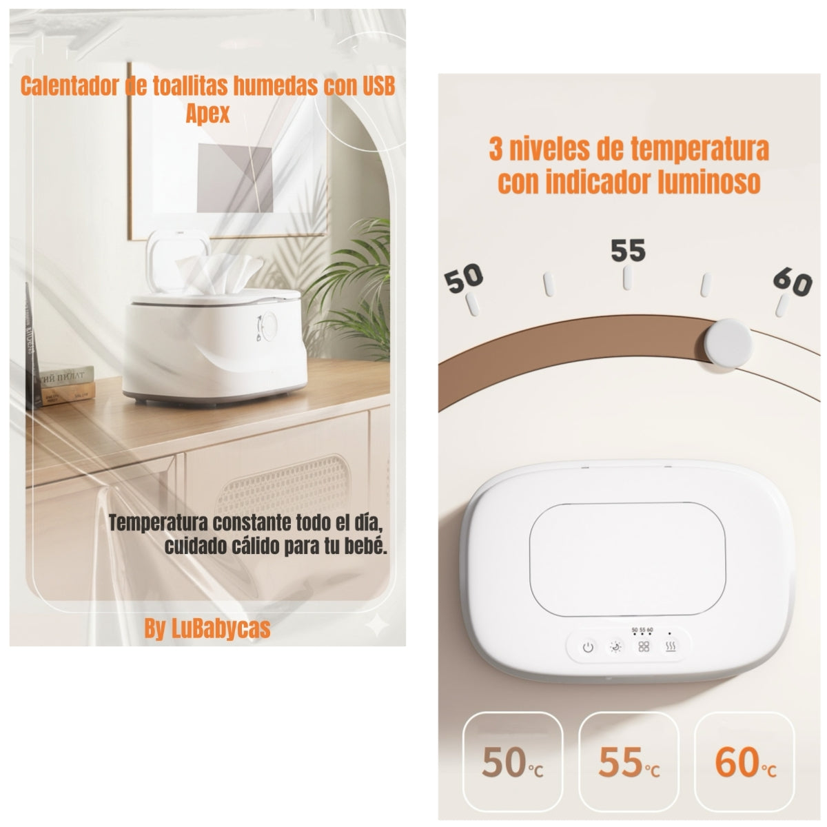 Calentador De Toallitas Húmedas Con Luz Apex By LuBabycas