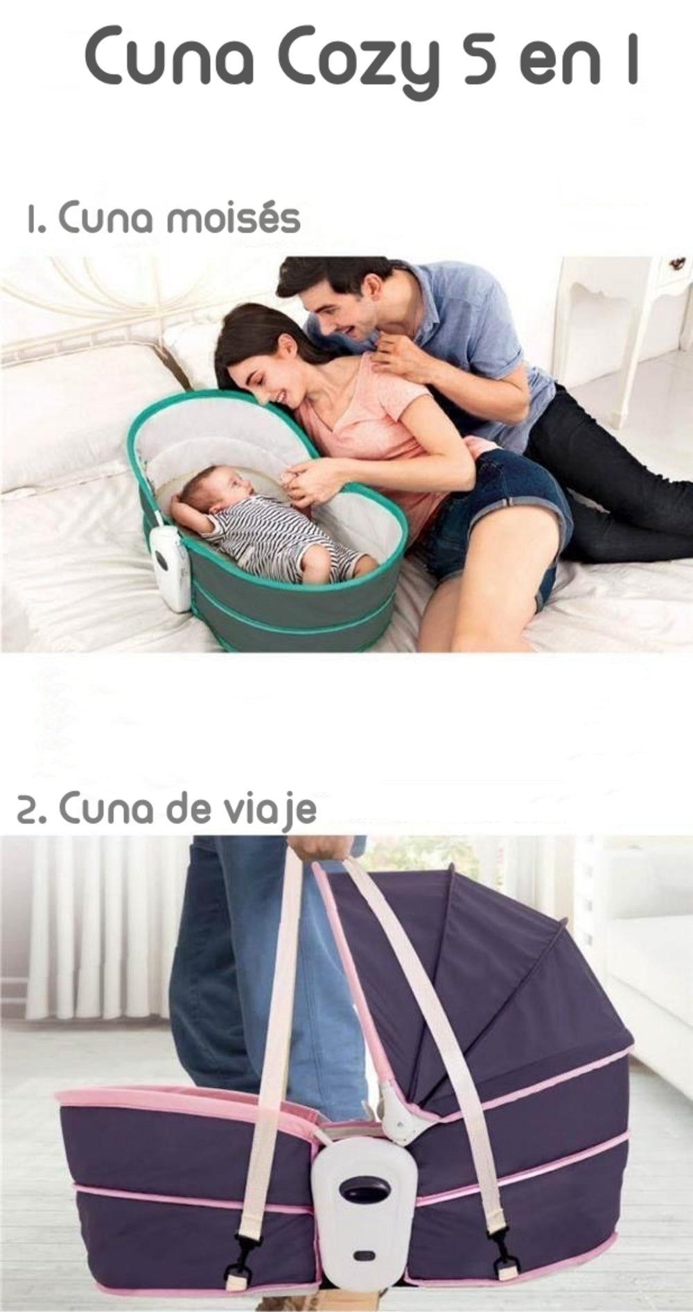 Cuna Moisés Multifuncional 5 En 1 Cozy LuBabycas