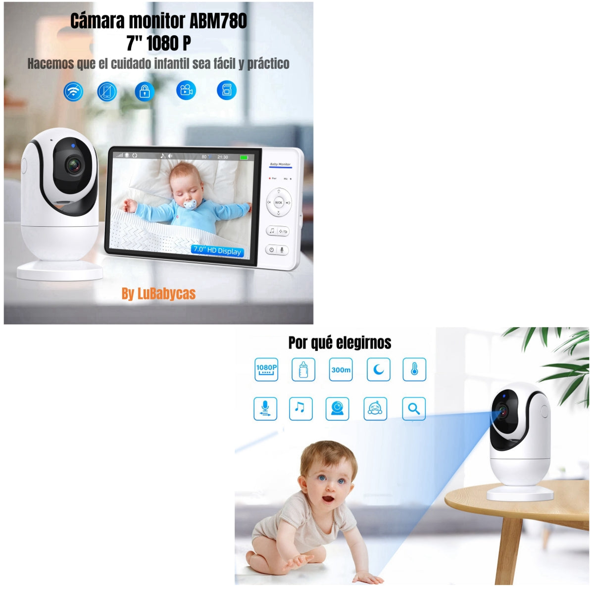 Cámara Monitor Inteligente Premium 7″1080P ABM780 LuBabycas