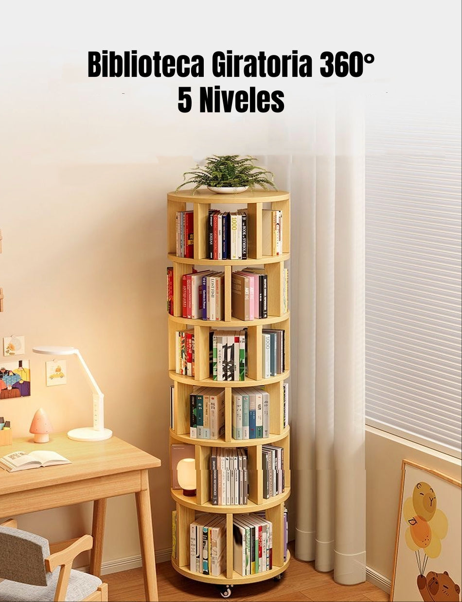 Biblioteca Giratoria 360 Librero Organizador Ruedas 165cm