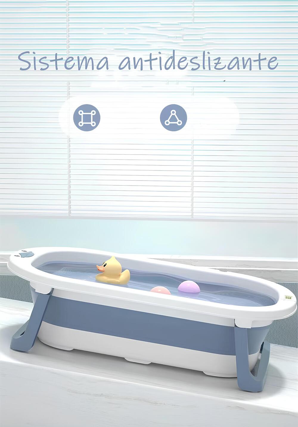 Bañera Plegable Con Termómetro, Cojin Y Más Accesorios Azul