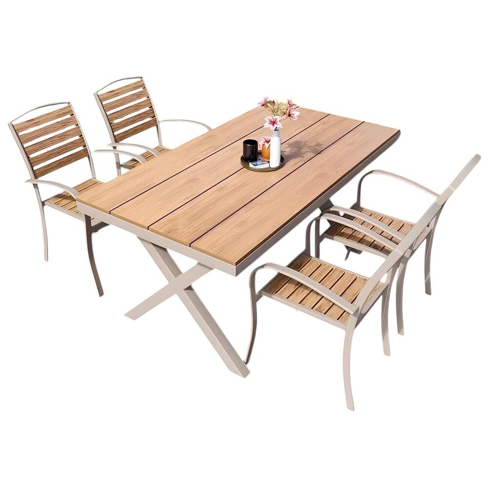 Juego De Comedor Exteriores 150CM Y 4 Sillas Impermeables
