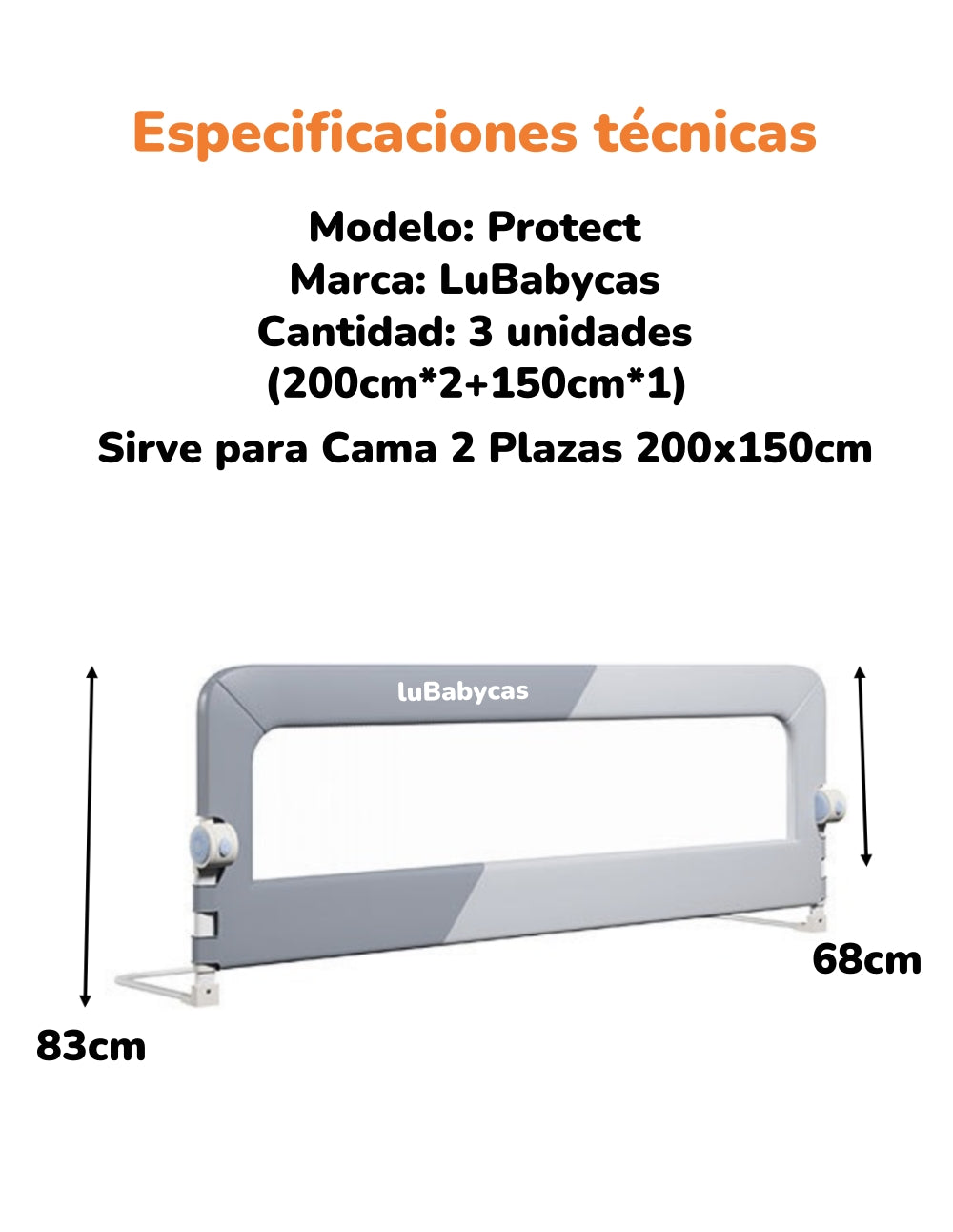 Pack 3 Barandas De Cama Plegable LuBabycas