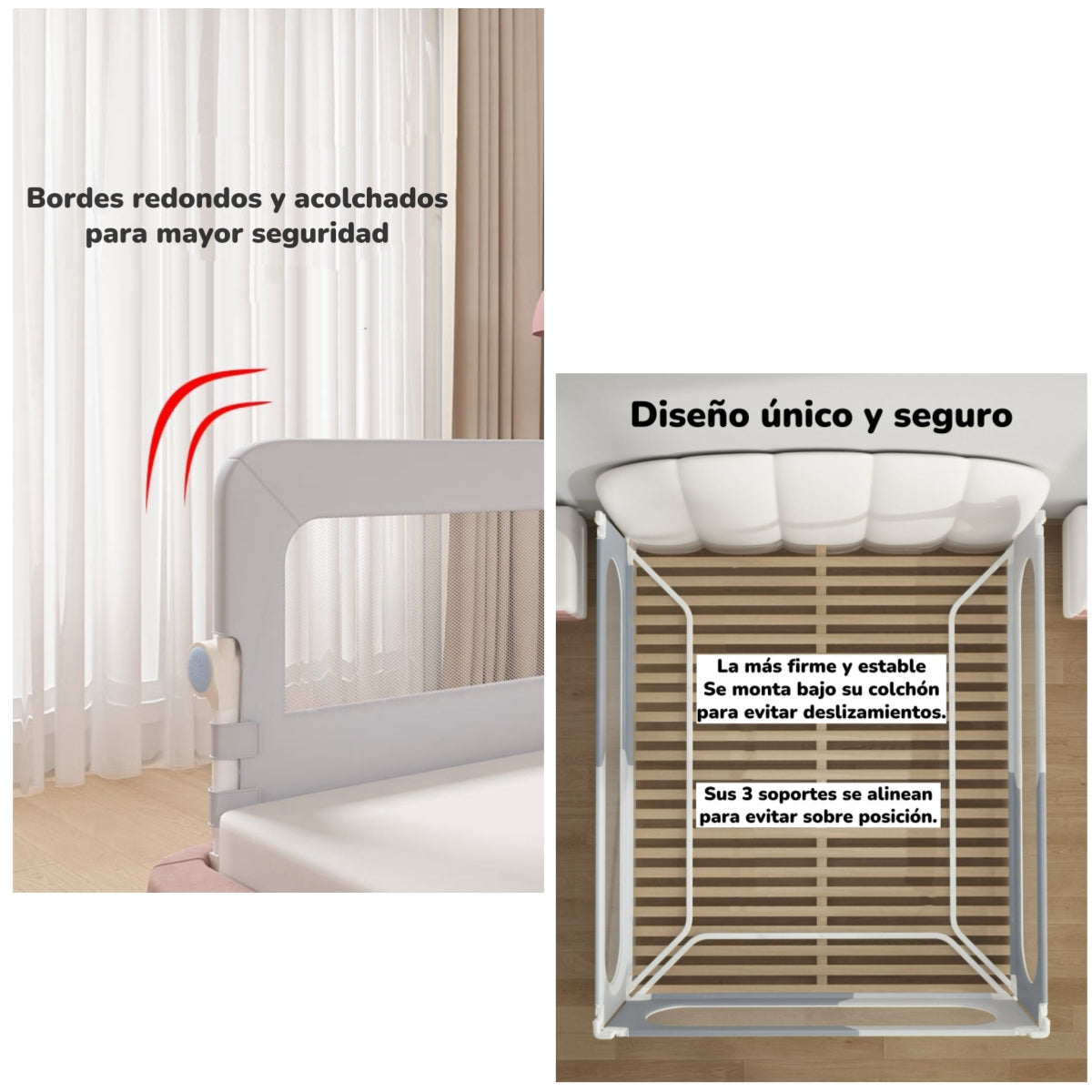 Pack 3 Barandas De Cama Plegable Cama 2 Plazas LuBabycas