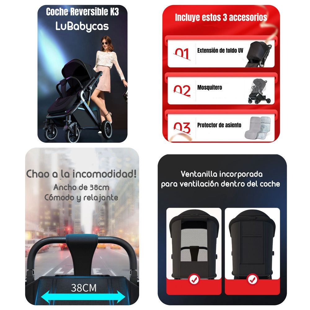 Coche De Paseo Reversible Multiposiciones Lubabycas Mickey