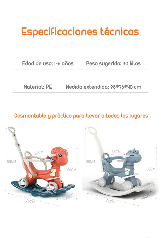 Correpasillo Andador Balance 3 En 1 Con Accesorios Rosado