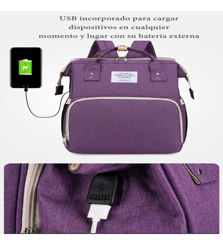 Mochila Maternal 3 En 1 Con Cunita Lubabycas Negra
