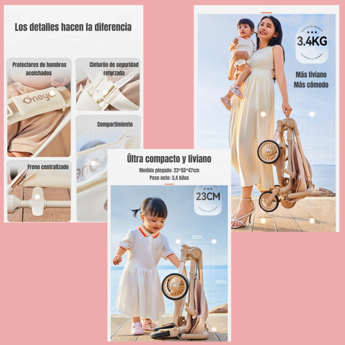 Coche de Paseo Lujoso Últra Slim LuBabycas Negro