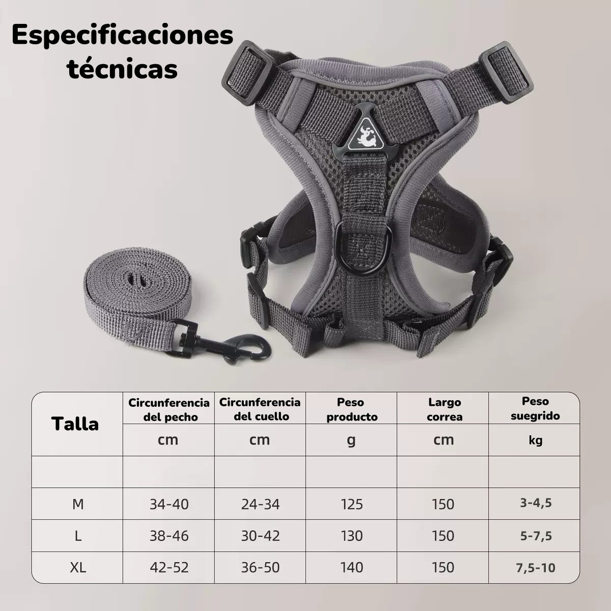 Arnés Para Perro Ajustable Con Correa Reflectantes XL