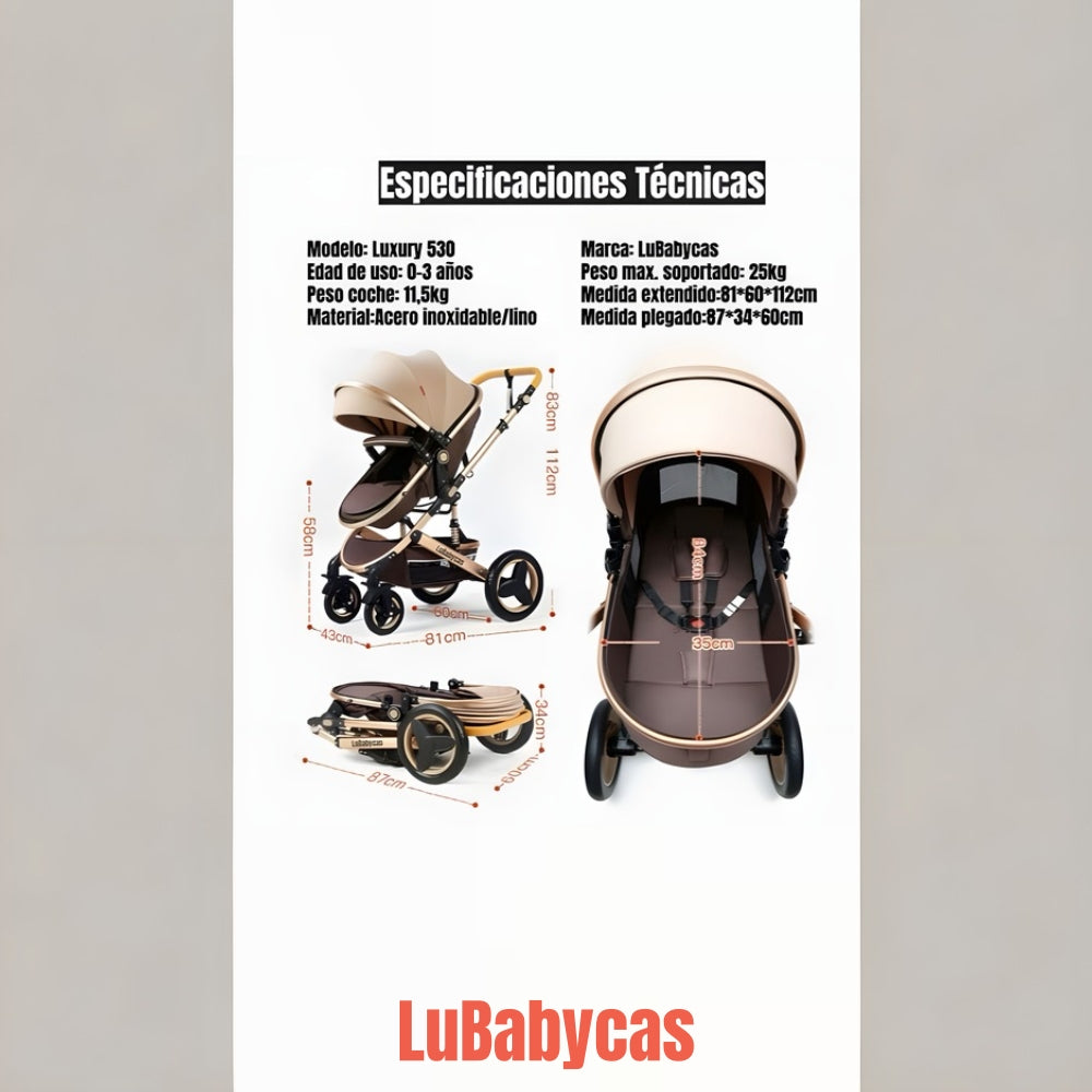 Coche Cuna Moisés Con Accesorios Lubabycas Café