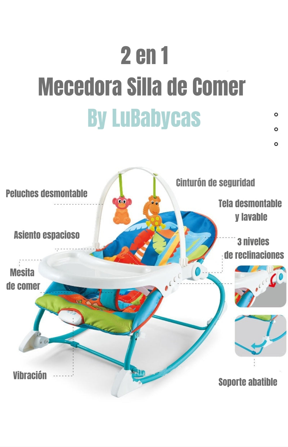 Mecedora Silla De Comer 2 En 1 Zafari LuBabycas