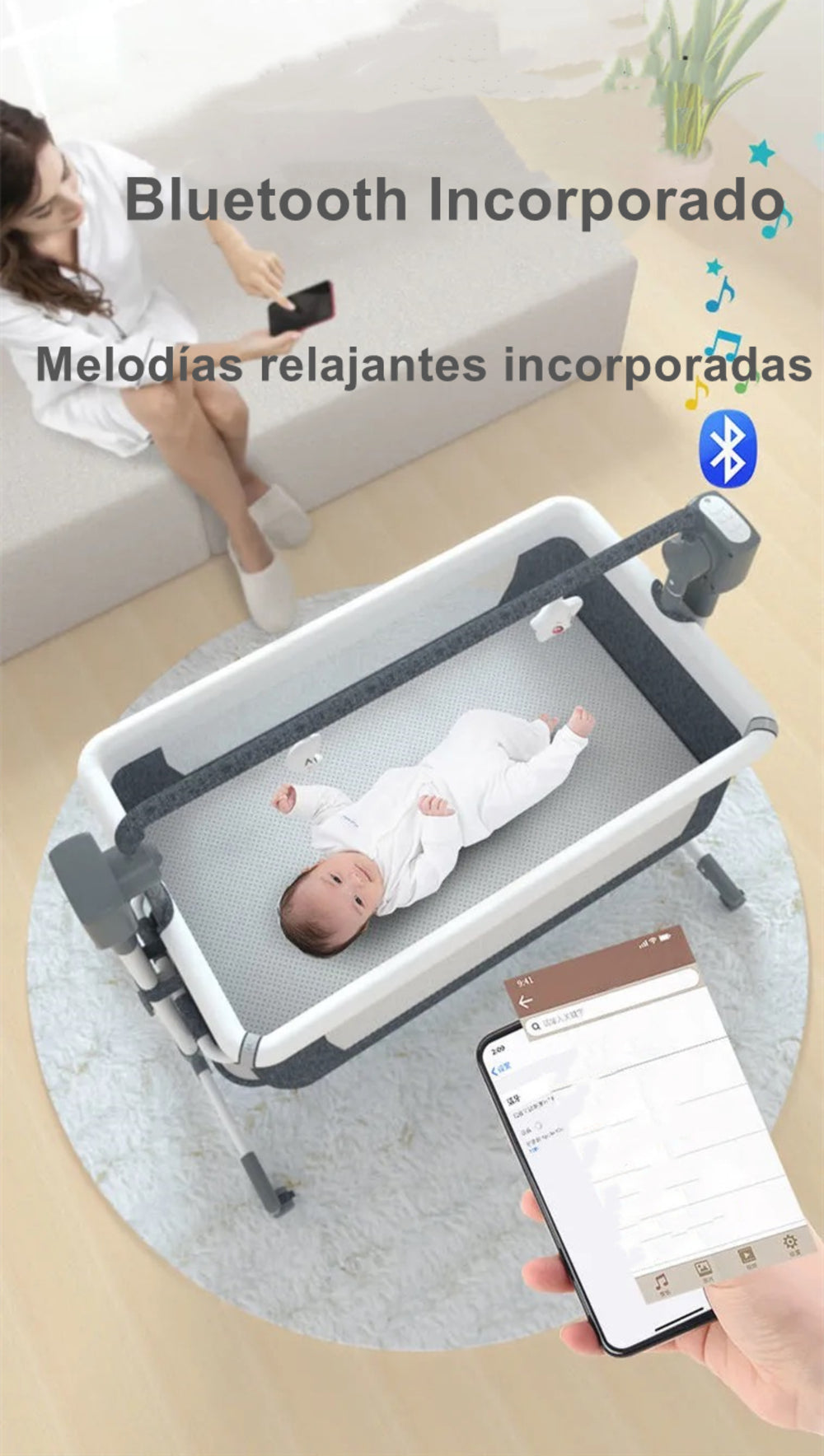 Cuna Colecho Mecedora Eléctrica Café Lubabycas