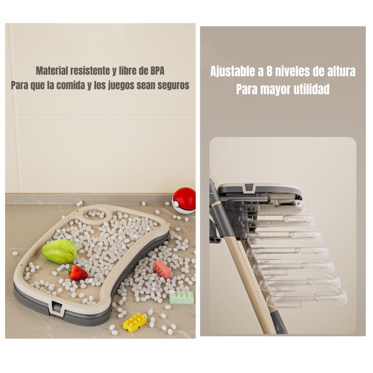 Silla De Comer Reclinable Plegable LuBabycas Café