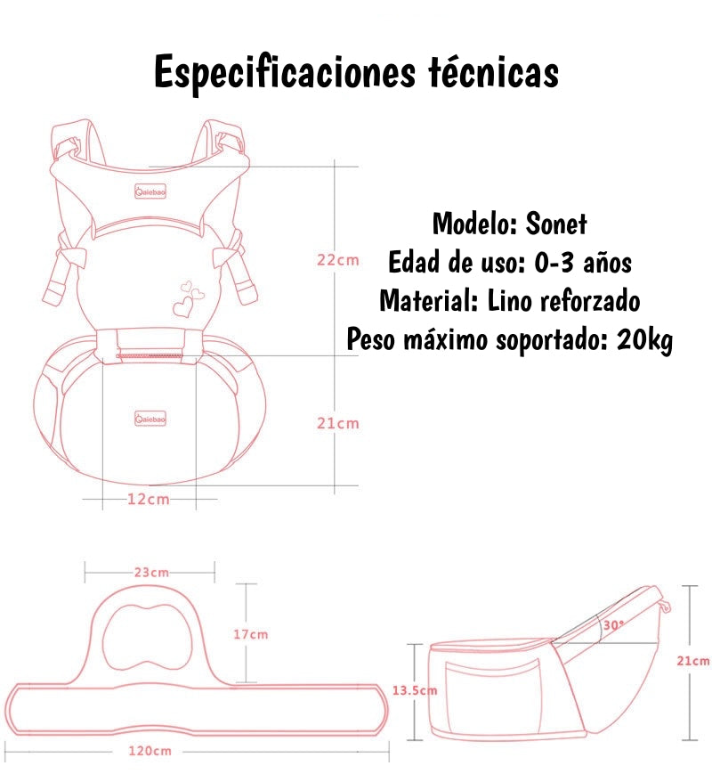 Portabebé Ergonomico 0-3 Años Sonet Rosado By Lubabycas