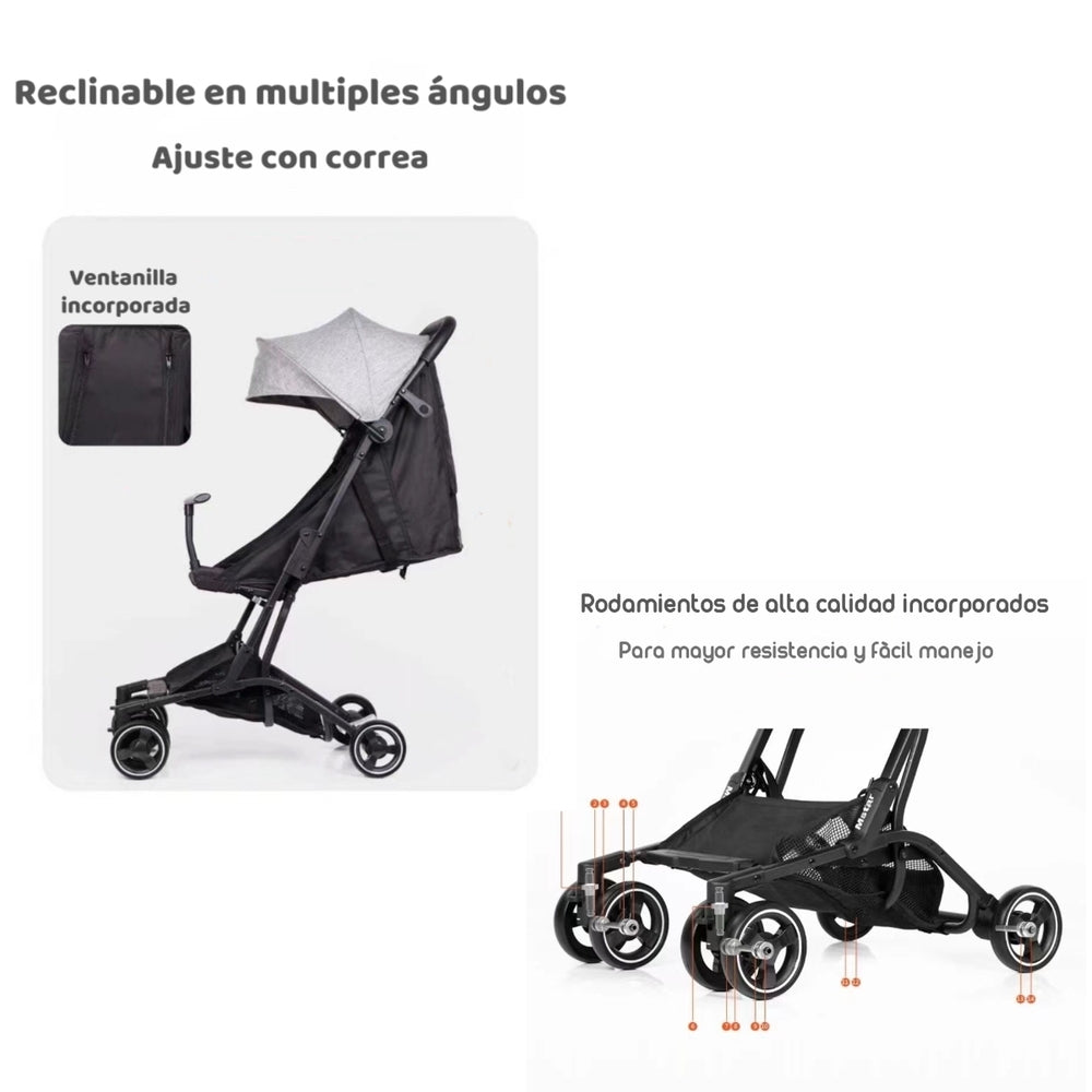 Coche De Paseo Premium Últra Compacto Lubabycas Negro
