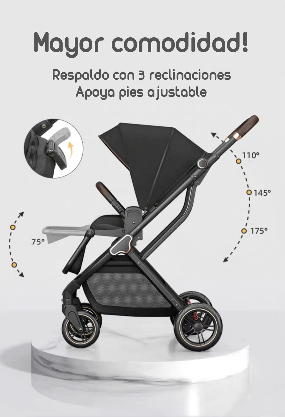 Coche De Paseo Modo Apego Y Panorámico Lubabycas Rosado