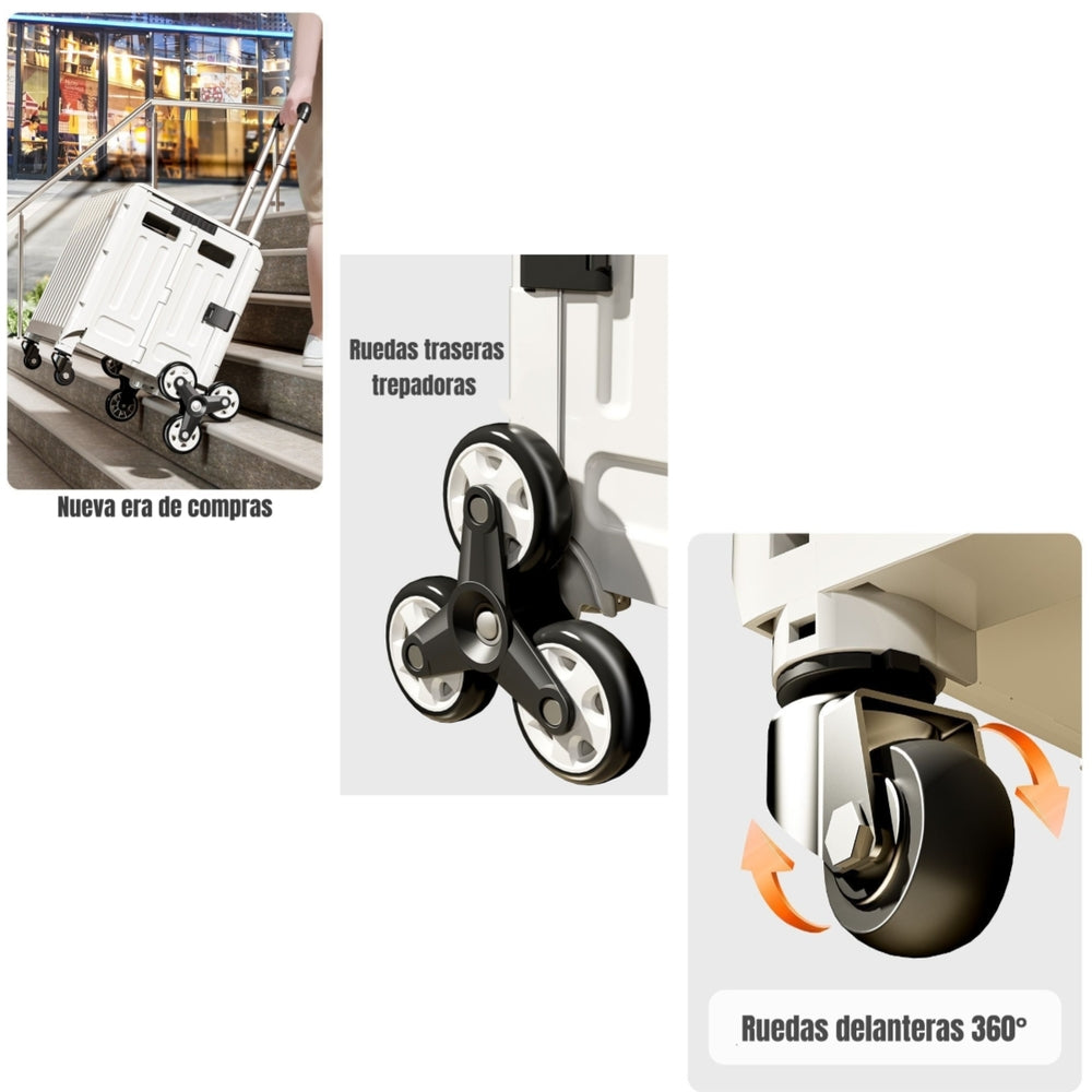 Carrito de Compras Plegable Con Ruedas Trepadoras Blanco