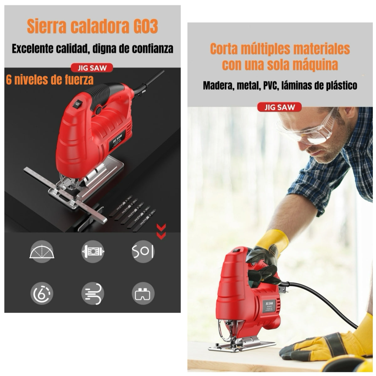 Sierra Caladora 710w 3000rpm 10 Hojas Sierra G03