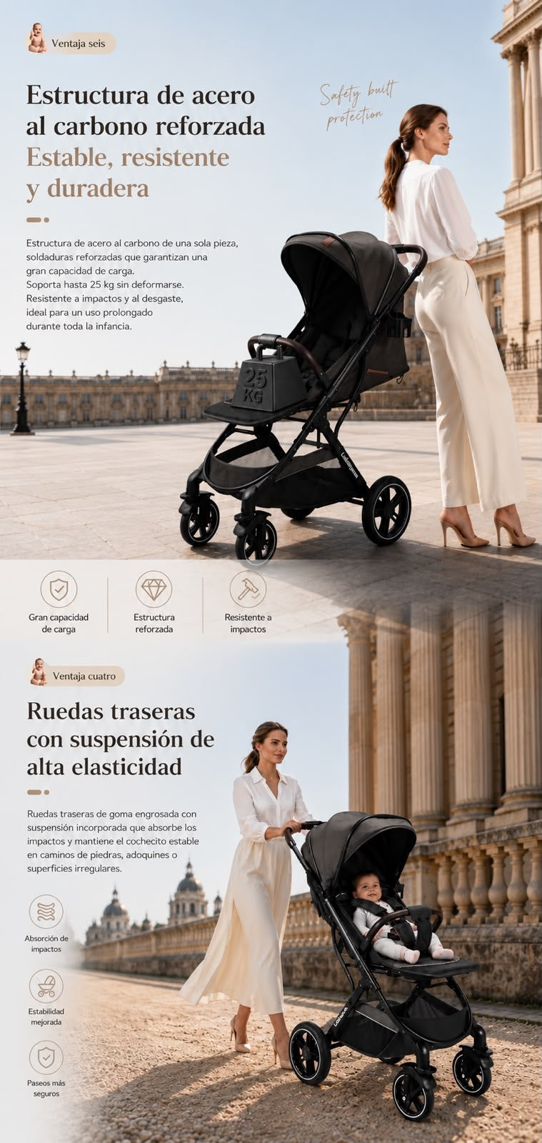 Coche de Paseo Bebé Con Cubre Pies Hera Gris LuBabycas