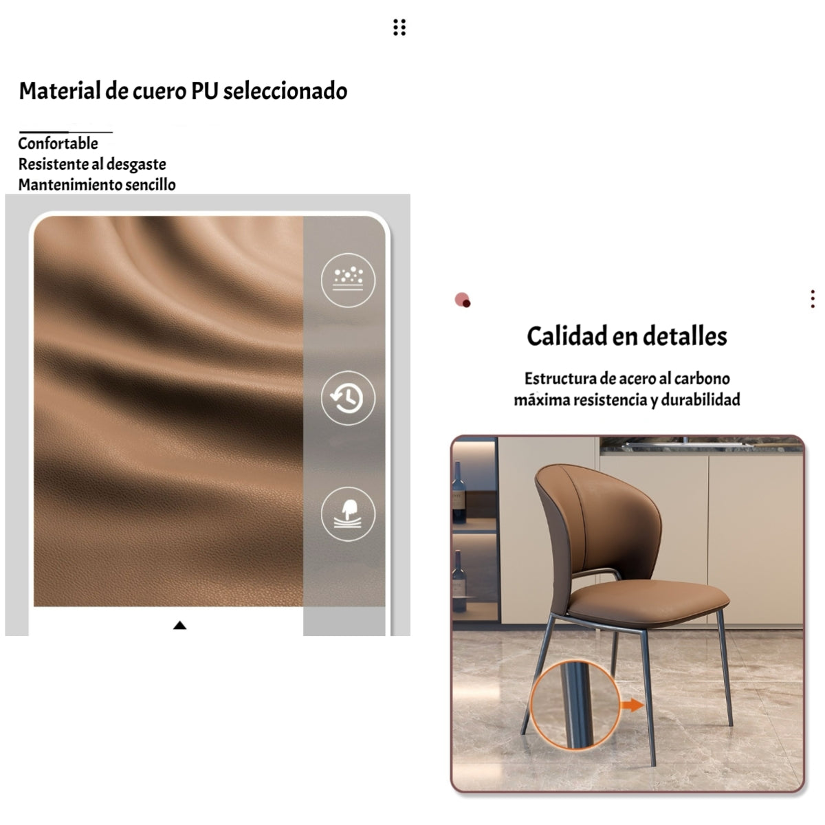 Pack 4 Sillas De Comedor Premium Ecocuero Deli