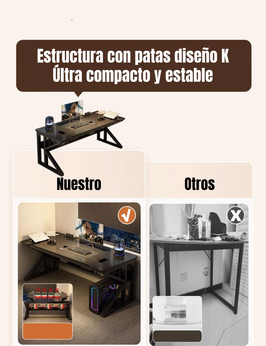 Escritorio De Madera Con Repisa Inferior 120x60x72cm Crown