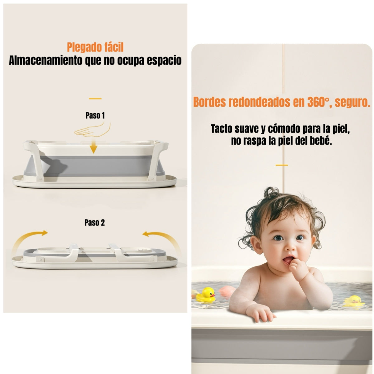 Bañera Plegable Con Termómetro, Cojin Y Más Accesorios Azul