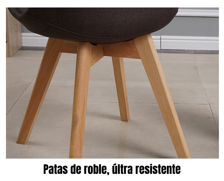 Set 4 Sillas De Comedor De Tela Madera Gris Fabric LuBabycas