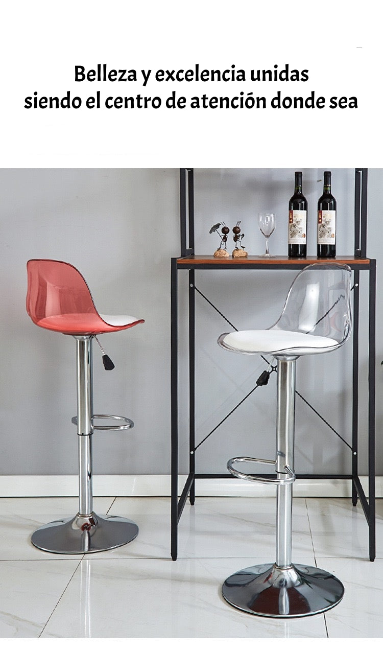 Pack 2 Sillas Piso Bar Blancas Altura Regulable Con Respaldo