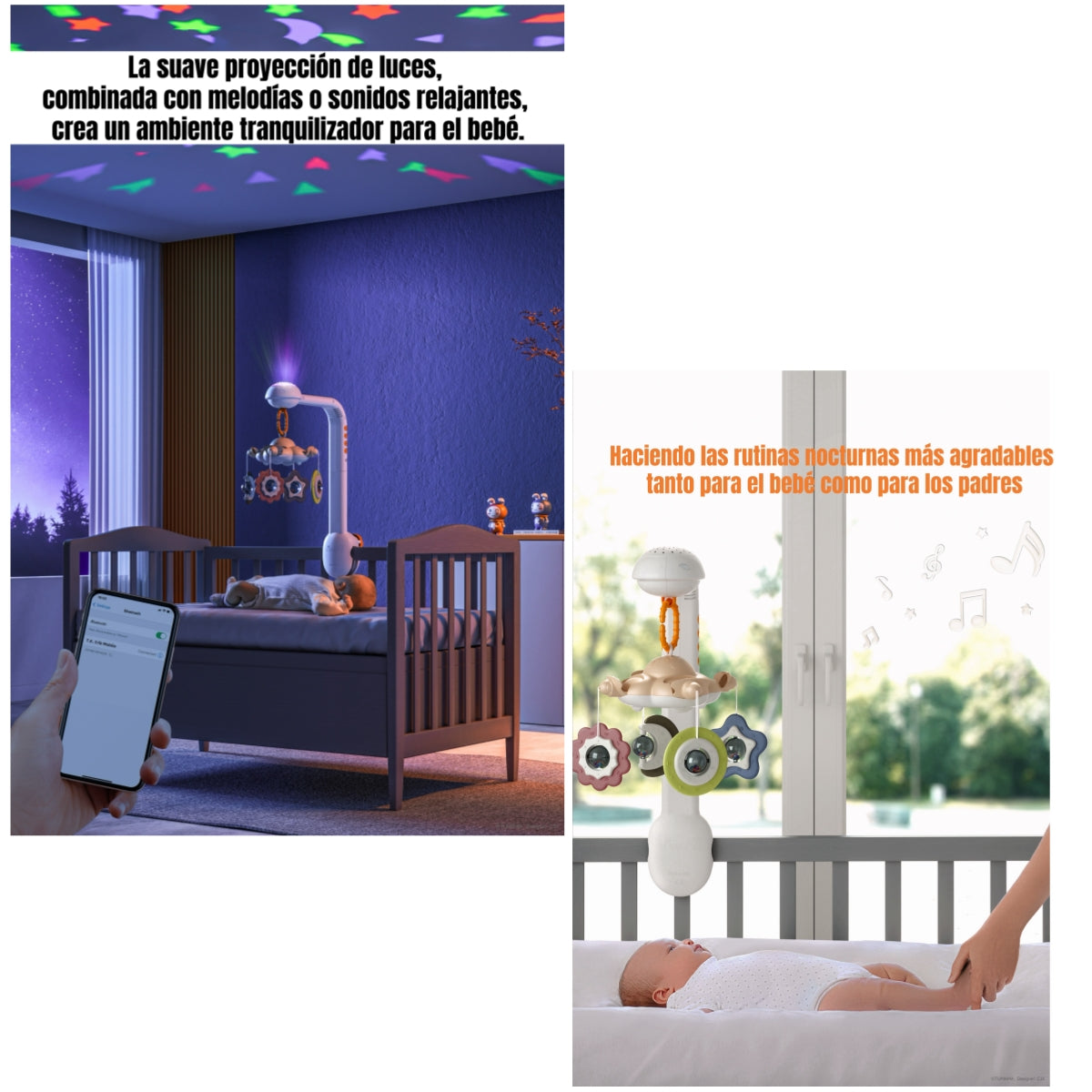 Móvil Proyector Luz Bluetooth Giratorio TM188 LuBabycas