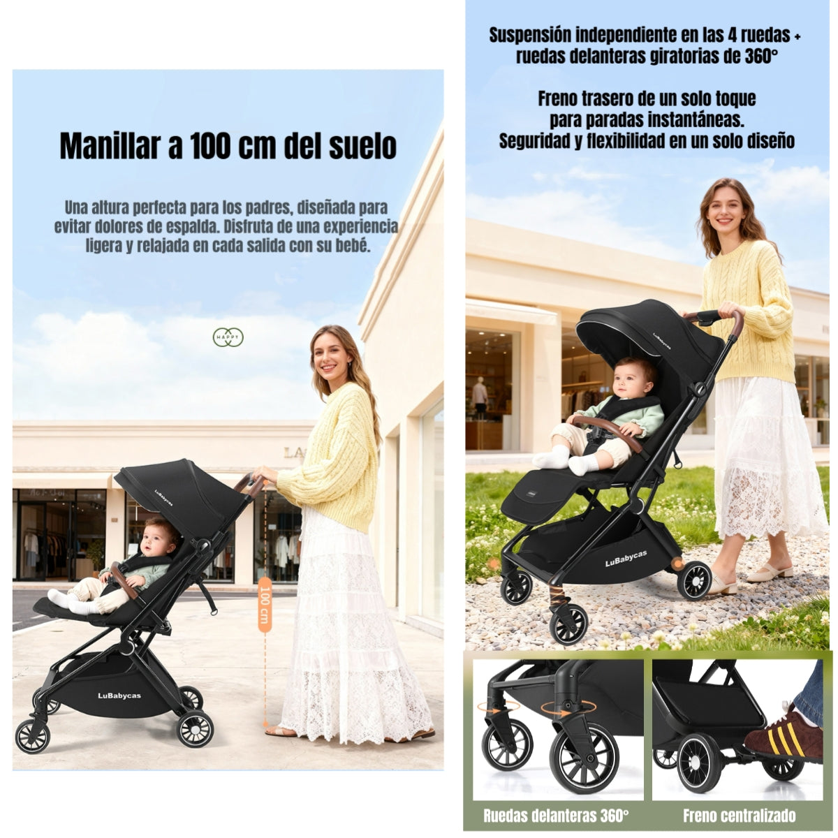 Coche De Paseo Tipo Maleta Aluminio 0-3 Años Jeta LuBabycas
