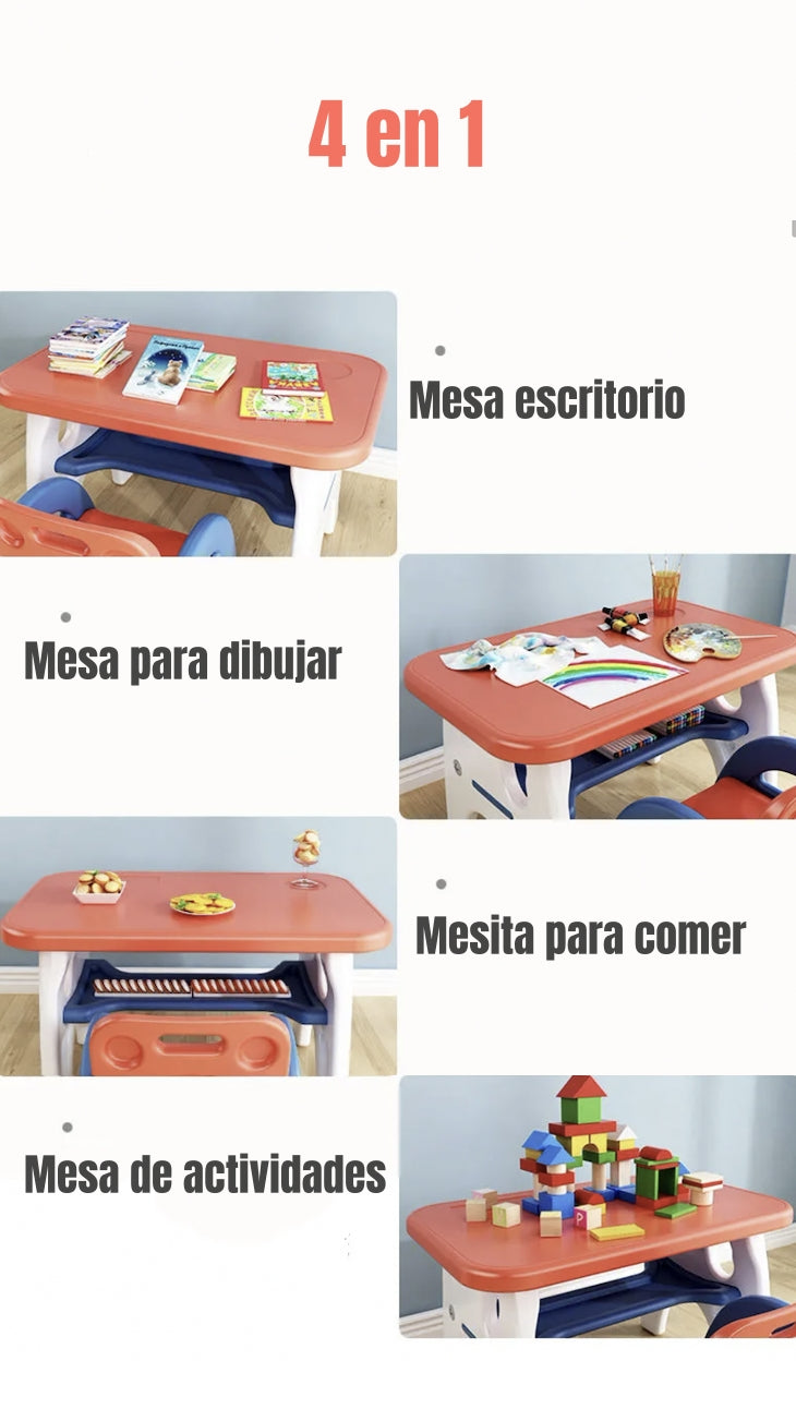 Mesa Con Silla Montessori Para Niños 4 En 1 By LuBabycas