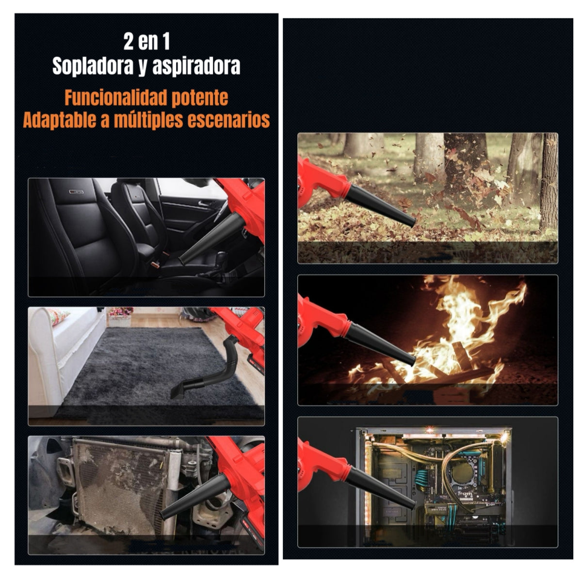 Sopladora Aspiradora Inalámbrica 2 Baterías 21V C01